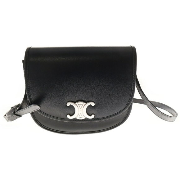 Celine Besas Triomphe Shoulder Bag Black Calfskin - Picture 1 of 5